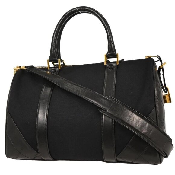 Chanel Black Canvas Lambskin Bicolore 2way Duffle Handbag 155094 - Picture 2 of 10